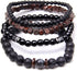Natural Stone Leather Bracelet Set Obsidian Volcanic Stone Tiger Eye Stone Bead Bracelet Punk Style Men's Bracelet Set (bra000034)...