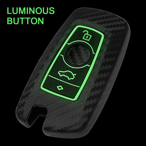 TANGSEN Smart Key Fob Case Cover Compatible with BMW 1 3 4 5 6 7 Series GT3 GT5 M5 M6 X3 X4 3 4 Button Keyless Entry Remote 3D Twill Weave Carbon ...