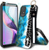 Case for TCL ION V, TCL ION X Phone Case,Fashion Marble Pattern Wrist Strap Stand Case with Tempered Glass Screen Protector Wristband Bracelet Pho...
