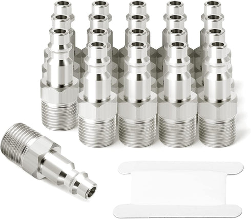 GASHER 1/4-Inch NPT Male Industrial Air Plug,1/4-Inch High Flow Pneumatic Plugs 300PSI (20-Pack)...