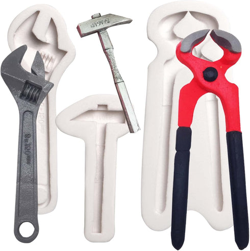 Hand Tools Chocolate Silicone Molds, 3 Packs Large Hammer Wrenches Pliers Construction Tools Baking Molds, 3D Fondant Mold for Cake Decoration Can...