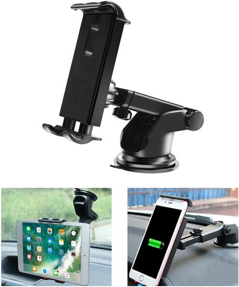 Car Tablet Mount Holder, Universal Dashboard Windshield Tablet Stand Cell Phone Holder Car Dash Mount Suction Cup Mount Compatible with iPad Pro/A...
