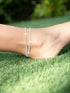 Sterling Silver Ankle Bracelets for Women, Double Layered Silver Glitter Anklets Fashion Daily Anklet Summer Beach Foot Chain Jewelry Gifts for Wo...