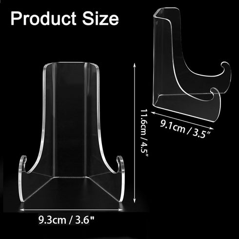 Hipiwe 6 Packs Acrylic Easel Stand Flat Plate Stand Clear Acrylic Display Easel Stand for Picture Frame Table Card Holder for Wedding Birthday Hom...