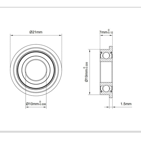 F63800ZZ Flange Ball Bearing 10×19×7mm Double Metal Shielded Flanged Bearing Chrome Steel ABEC-1(P0) Z2 Deep Groove Ball Bearing for Industrial Ma...
