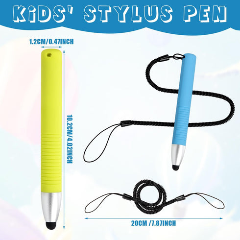 2pcs Kid-Friendly Stylus Pens for Touch Screens, Capacitive Stylus Pen with Spring Cord, Kid Tablet Stylus Pen Children's Crayon Stylus Pen for To...