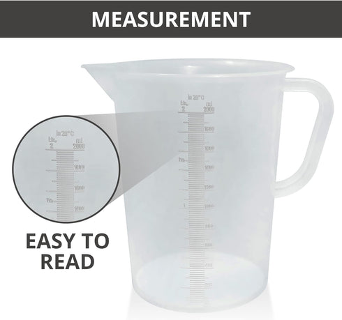 Appletofu Plastic Graduated Measuring and Mixing Pitcher - 2000ml Plastic Graduated Measuring Pitcher - Large Cylinder Graduated Measuring Contain...