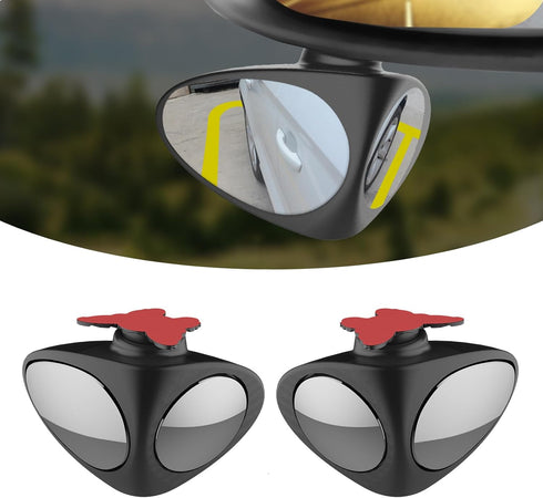 2 PCS Car Blind Spot Mirror, Double-side Rearview Mirror Visible Front Wheel Blind Spot Double Curvature Mirror Double-sided Mirror, Clear Vision ...