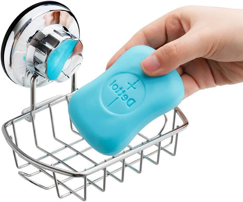 SANNO Suction Soap Dish,Soap Holder with Hooks, Soap Dish Saver Tray Bar Soap Sponge Holder for Shower Bathroom, Tub and Kitchen Sink...
