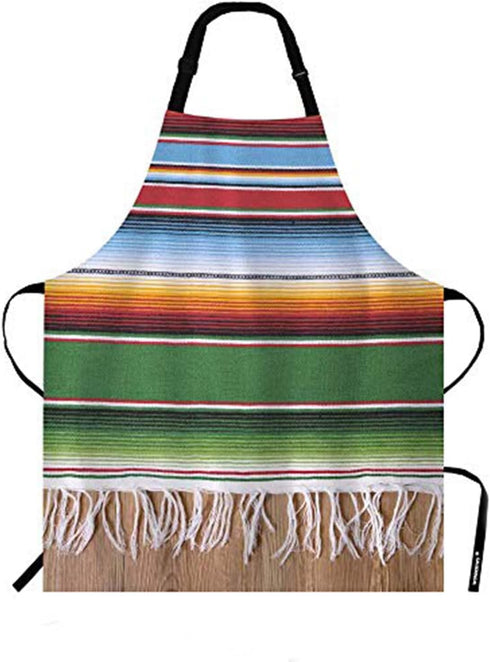WONDERTIFY Mexican Style Apron,Traditional National Blankets Colorful Lines Bib Apron with Adjustable Neck for Men Women,Suitable for Home Kitchen...