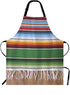 WONDERTIFY Mexican Style Apron,Traditional National Blankets Colorful Lines Bib Apron with Adjustable Neck for Men Women,Suitable for Home Kitchen...