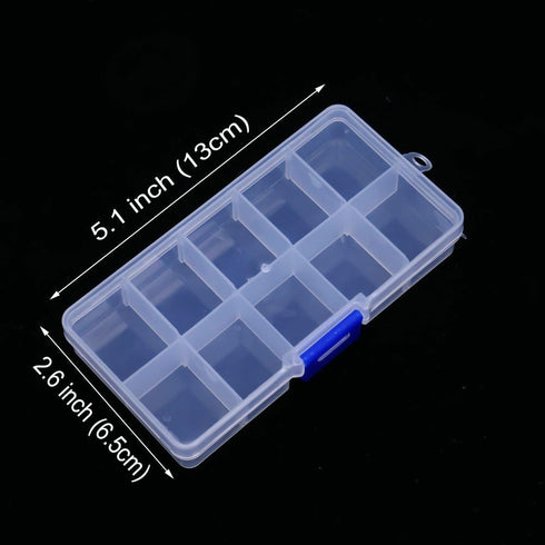 Plastic Jewelry Organizer Box Clear Storage Bead Case for Little Crafts/Arts 2 Pack Container with 10 Grids, Small...