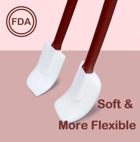 Silicone Spatulas Heat Resistant, Large Silicone Spatulas Set Commercial, Long Handle Rubber Spatulas Silicone.Heavy Duty Silicone Cooking Utensil...