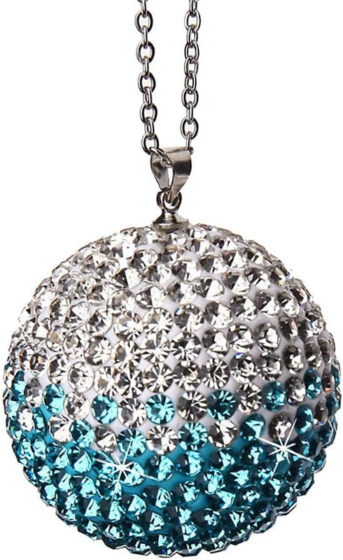 bling crystal ball rear view mirror,Bling car Rearview Mirror Crystal Lucky Ball Pendant,Goddess favorite Car Crystal Ball Pendant (white&blue)...