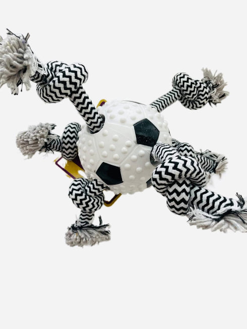 3.5 in Sports Ball with Cotton Rope PET Toy CHEW Toy Rubber Texture (Soccer)...