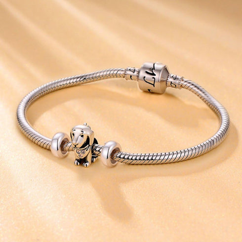 GW 925 Sterling Silver Puppy Dog Animal Charms Bead Fit European Bracelets for Dog Lover (Pink-Puppy-212)...