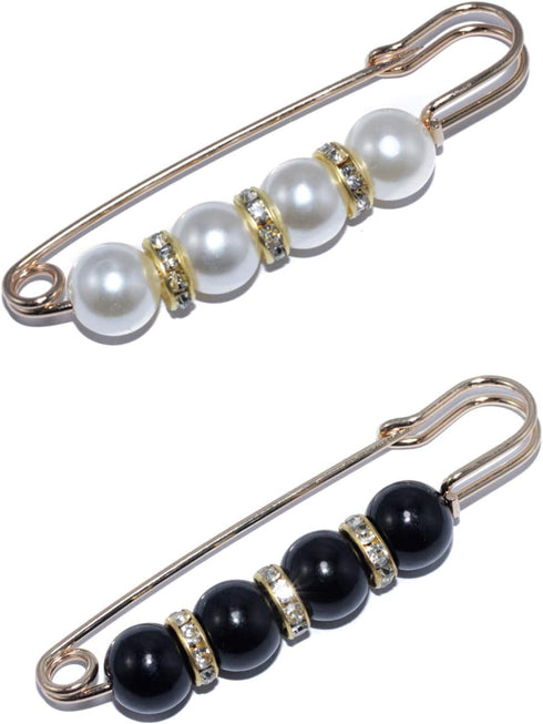 2Pieces Safety Pins Faux Pearl Brooch Pins for Women for Collar Sweater Shirt Shawl Lapel Pin...