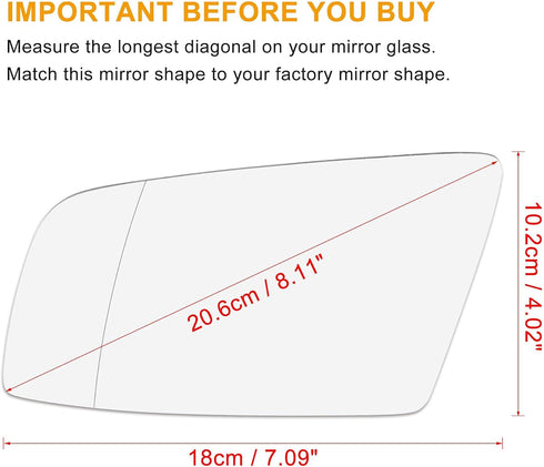 X AUTOHAUX Car Rearview Mirror Glass Replacement with Backing Plate Heated Left Side Driver Side for BMW 550i 525i 528i 645Ci...