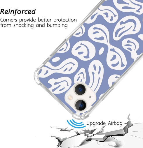 Trippy Smile Face Phone Case for iPhone 13, Cute Funny Melted Face Blue Case for Girls Women Boys Men, Unique Trendy TPU Bumper Case for iPhone 13...
