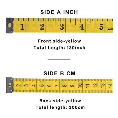 2-Pack 120 Inches/300cm Soft Tape Measure Sewing, Double-Scale Fabric Tape Measure and Body Measuring Tape, Yellow...