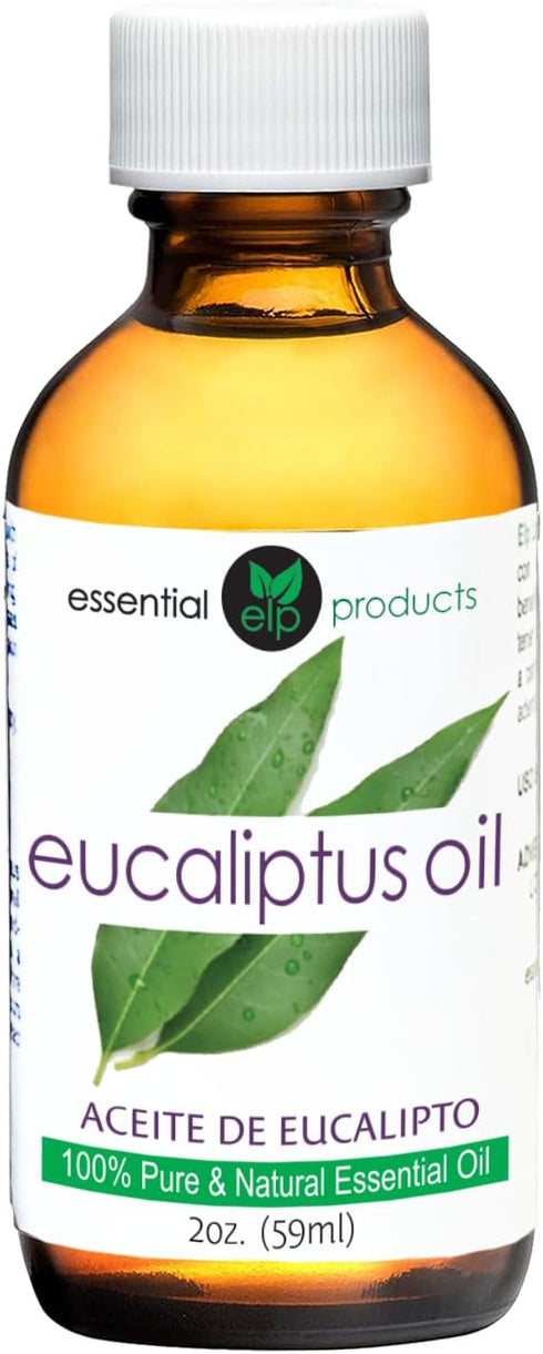 ELP Pure Eucalyptus Essential Oil - Pure and Natural, for Aromatherapy, Massage, Topical & Household Uses - 2 fl oz...