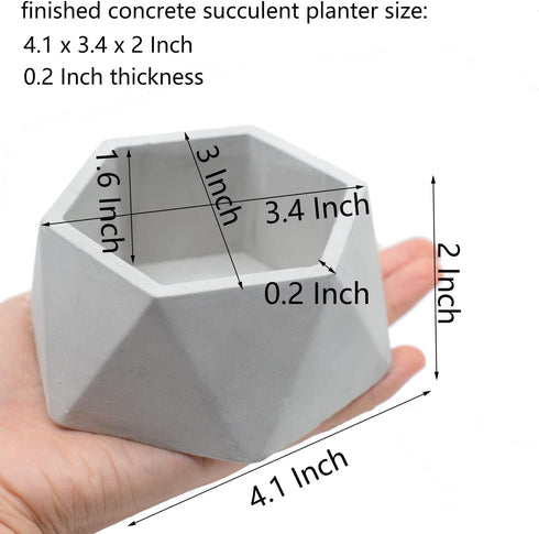 Silicone Flower Planter Mold for Concrete Succulent Pot, Candle Container DIY, Hexagon...