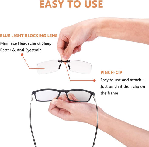 FONHCOO Clip-on Blue Light Blocking Glasses Night Driving Sunglasses 2 Pack Lens over Prescription Glasses for Women Men (2 Pack Transparent Blue ...
