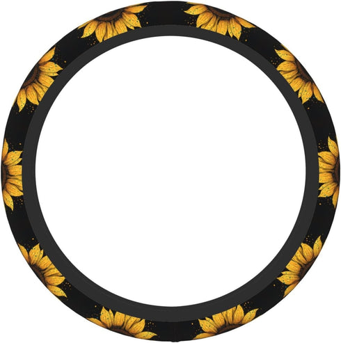 Sunflower Steering Wheel Covers,Anti Slip Sweat Absorption Elasticity Car Accessories Steering Wheel Protector Universal 15 Inch for SUV Sedan Van...