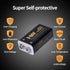 HW 9V Rechargeable Lithium Batteires, 1 Pack USB Type-c 9 Volt Rechargeable batteries, 1.5 H Fast Charge 1000 cycles with Long Last for Smoke Dete...