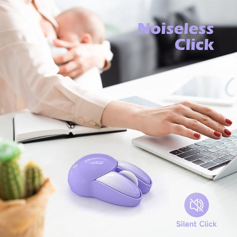 Wireless Silent Mouse, Cute Rabbit Designs, 2.4 GHz with USB Mini Receiver, Opatical Mouse Wireless for Laptop, PC, Computer, Chromebook, Notebook...