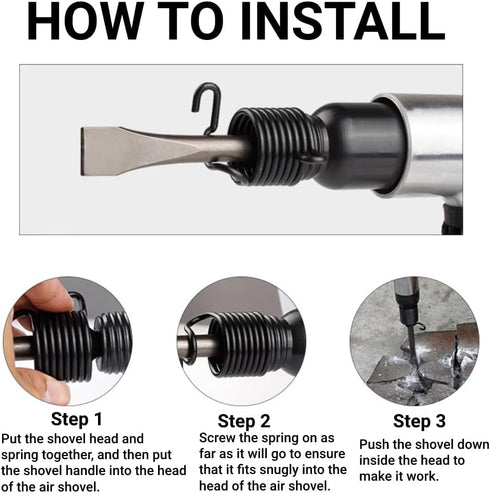 Air Hammer Quick Spring Retainer Stainless Steel M6 Nuts Replaceable Air Hammer Metalworking Chisels for 150 190 250 Pneumatic Hammer...