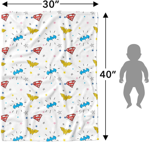 LOGOVISION Justice League Lightweight Baby Blanket, 30"X40", Symbols Pattern Unisex for Infants Girls & Boys...