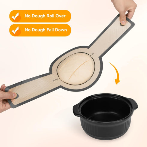 Silicone Bread Sling for Dutch Oven- Double Thickness Platinum Silicone –Reusable Non-Stick & Easy Clean Silicone Bread Baking Mat with Extra Long...