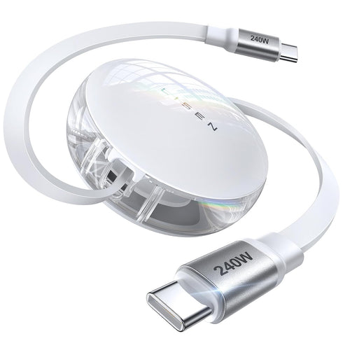LISEN 240W Retractable USB C Cable, Data Sync Retractable Charging Cable, Fast Charging 4-Stage Length USB C Retractable Cable for iPad Pro Air 20...