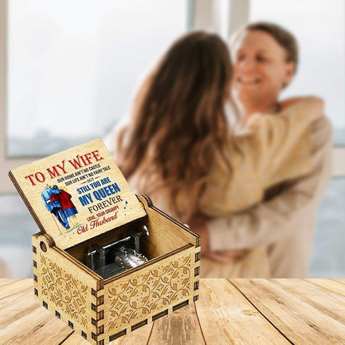 Music Box Gift for Wife - Valentine Anniversary Christmas Birthday Gift to Wife Women from Husband Hand Crank Musical Box Play You are My Sunshine...