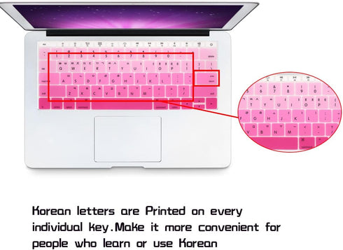 HRH Korean Language Silicone Keyboard Cover Skin for MacBook Pro 13" A1708 A1988 No Touch Bar (2018 2017 2016)&12" A1534 with Retina Display(2015)...