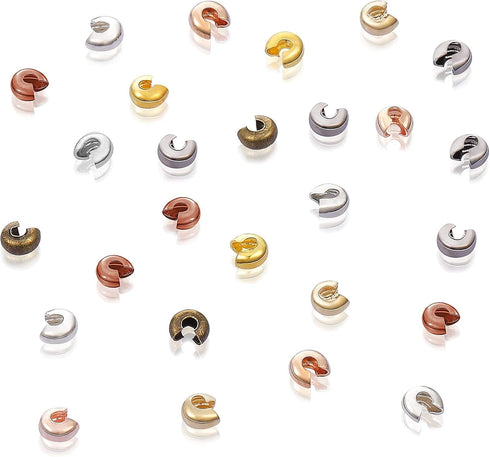 Hicarer 800 Pieces Crimp Bead Covers 3mm Multicolor Half Round Open Crimp Beads Covers for DIY Jewelry Makings Jump Rings...