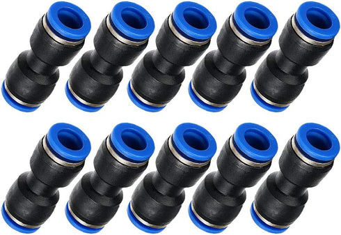 Metalwork Plastic Push to Connect Straight Union Pipe Tube Fitting, 10mm OD x 10mm OD, Straight Pneumatic Connector (Pack of 10)...