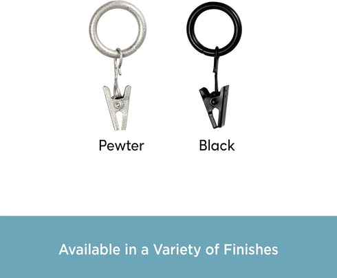 Kenney Petit Window Curtain Clip Rings, 14-Pack, Black...