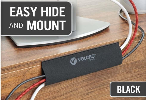 VELCRO Brand VEL-30797-USA Mountable Cable Sleeve | Cord Management Mounts on Walls, Desk or Entertainment Center | Removable Adhesive is Damage F...