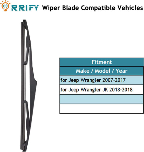 2 Pack ORRIFY 13" Rear Windshield Wiper Blade for Jeep Wrangler 2007-2018 Back Windshield Wiper Blade - Replacement for OEM 68002490AB...