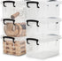 EZOWare Small Clear Plastic Lidded Storage box, 0.7 Quart Small Baskets Organizer Bin Boxes with Lids - 6x4x3 inch, 6 Pack...