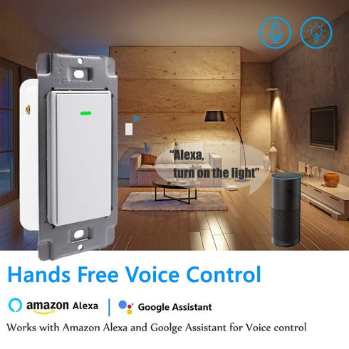 3-Way Smart Wi-Fi Wall Light Switch Work with Amazon Alexa Google Assistant, Timing Function No Hub Required (3 Way Smart Switch 1- Pack)......