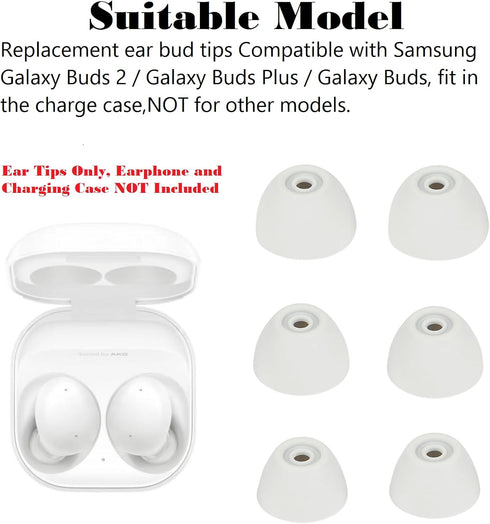 Earbud Replacement Tips Silicone Ear Buds Tips 6 Pairs Ear Bud Replacement Tips Compatible with Samsung Galaxy Buds 2 / Galaxy Buds Plus,Fit in Th...