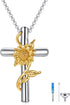Sunflower Rose Flower Cross Cremation Jewelry 925 Sterling Silver Urn Necklace Keepsake Ashes Hair Memorial Pendant Always in My Heart Locket for ...