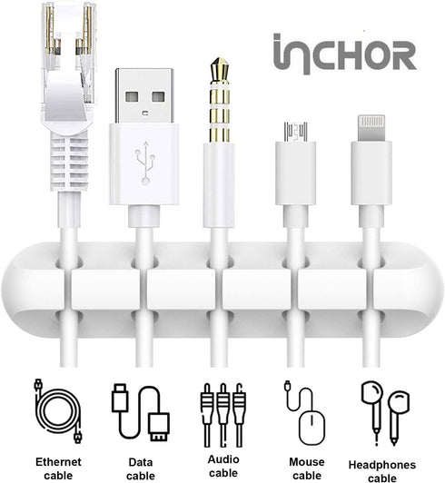 Cord/Cable Organizer White Cord Holder, Wire Organizer USB Cable Management Cord Keeper, 3 Packs Cable Clips for Car Home and Office (7, 5, 3 Slot...