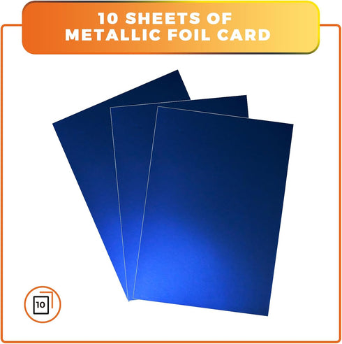 MONCURIOZY 10 Sheets A4 250GSM Colored Metallic foil Paper for Crafts & Arts,Card Making,Scrapbooking and DIY (blue)...