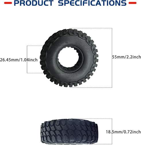 1.0 Tires Micro Soft Rubber Crawler Tires for 1/24 Axial SCX24 90081 AXI00002 Deadbolt, 4Pcs...