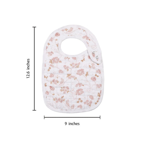 Snap Muslin Bibs for Girls, 3-Pack Baby Bibs for Infants, Newborns and Toddlers, 100% Cotton Muslin Absorbent & Soft Layers, Adjustable Snaps,"Spr...