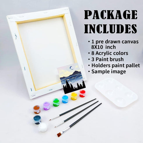 VOCHIC Canvas Painting Kit Pre Drawn Canvas for Painting for Adults Party Kits Paint and Sip Party Supplies 8x10 Canvas to Paint Art Set...